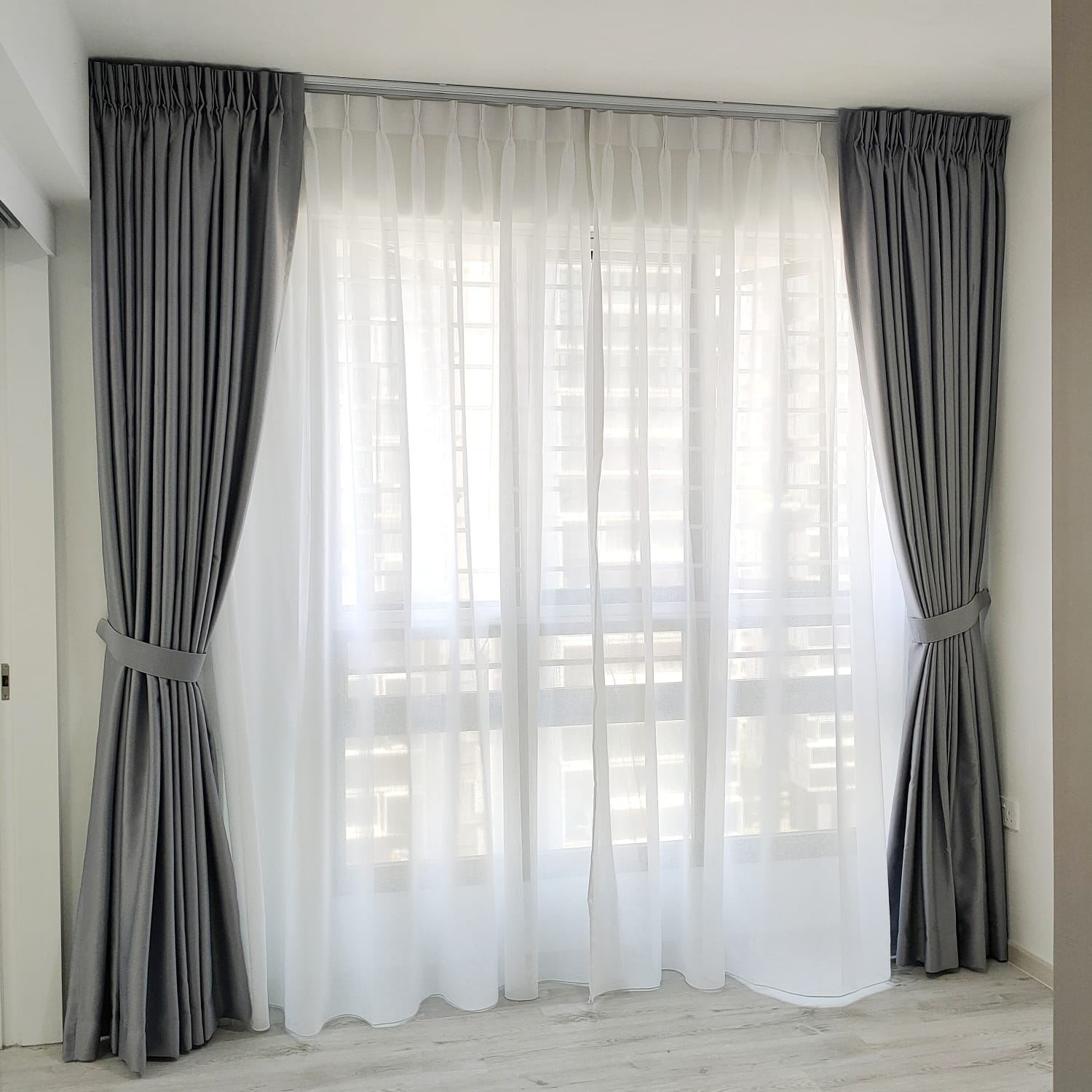 This is a Picture of Day and night curtain for Singapore HDB 2 rooms flat of master bedroom, day and night curtain, 94 Dawson Road